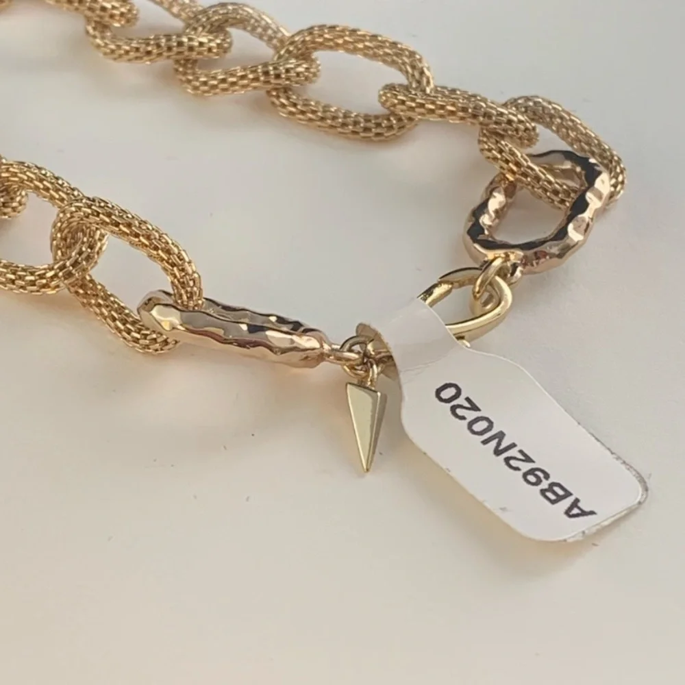 ALEXIS BITTAR • NEW Long Hammered Gemstone Mesh Custom Textured Link Necklace